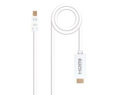 Nanocable Cable Conversor Mini DP Macho a HDMI v1.4 Macho 2m - Color Blanco