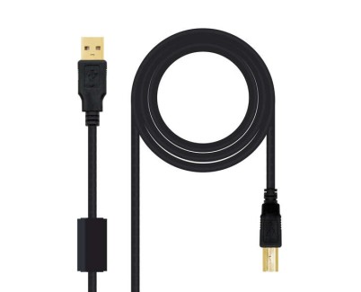 Nanocable Cable de Impresora con Ferrita USB-B 2.0 Macho a USB-A Macho 5m