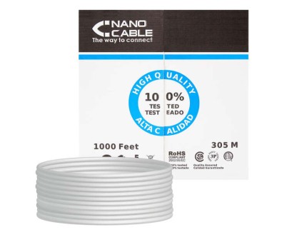 Nanocable Cable de Red RJ45 Cat.6 UTP Rigido AWG24 - Longitud 305m - Color Gris