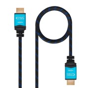 Nanocable Cable HDMI v2.0 Macho a HDMI v2.0 Macho 0.50m - 4K@60Hz 18Gbps - Alta Velocidad - Recubierto Nylon Trenzado - Color Negro/Azul