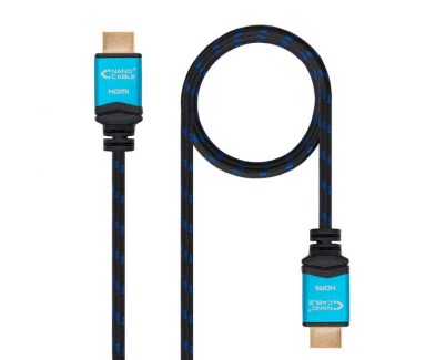 Nanocable Cable HDMI v2.0 Macho a HDMI v2.0 Macho 5m - 4K@60Hz 18Gbps - Alta Velocidad - Recubierto Nylon Trenzado - Color Negro/Azul