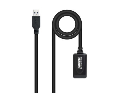Nanocable Cable Prolongador con Amplificador USB-A 3.0 Macho a USB-A Hembra 10m