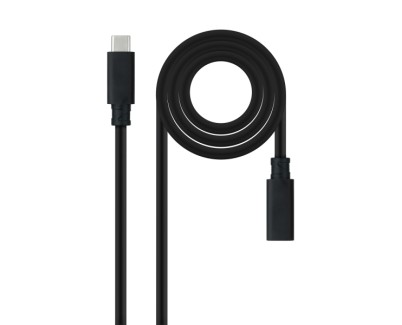 Nanocable Cable Prolongador USB-C 3.2 Macho a USB-C 3.2 Hembra - Gen2x2 20Gbp - 100W 5A - 4K 60Hz - 0.5 Metros - Color Negro