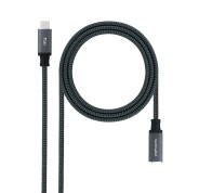 Nanocable Cable Prolongador USB-C 3.2 Macho a USB-C 3.2 Hembra - Gen2x2 20Gbp - 100W 5A - 4K 60Hz - 0.5 Metros - Mallado - Color Negro
