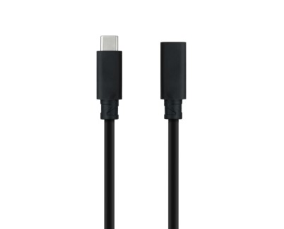 Nanocable Cable Prolongador USB-C 3.2 Macho a USB-C 3.2 Hembra - Gen2x2 20Gbp - 100W 5A - 4K 60Hz - 1.5 Metros - Mallado - Color Negro