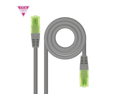 Nanocable Cable Red Latiguillo Cat.6 UTP AWG26 CCA - Longitud 0.30m - Color Gris