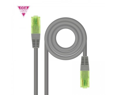 Nanocable Cable Red Latiguillo Cat.6 UTP AWG26 CCA - Longitud 2m - Color Gris