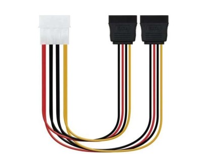 Nanocable Cable SATA Alimentacion 5.25\" Molex 4pin Macho a 2x SATA Hembra 0.20m OEM