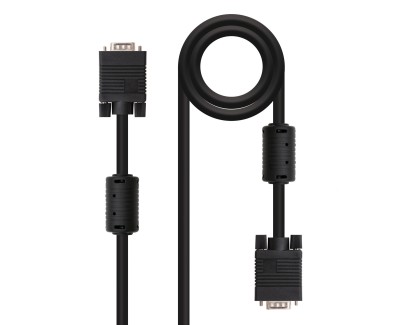 Nanocable Cable SVGA con Ferrita HDB15 Macho a HDB15 Macho 15m - Color Negro