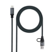 Nanocable Cable USB 3.2 Gen2x2 5A/100W - USB-C + USB-A/M a USB-C/M - 1.5m - Color Gris