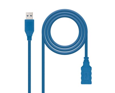 Nanocable Cable USB-A 3.0 Macho a USB-A Hembra 1m - Color Azul