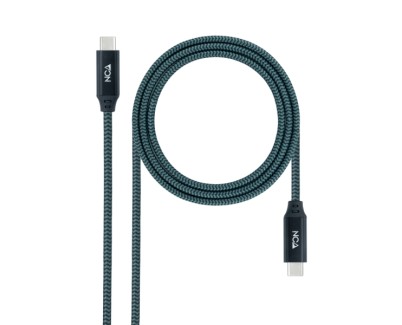 Nanocable Cable USB-C - Longitud 2m - 20Gbps - Carga de 100W - 5A - Video 4K a 60Hz - Chip E-mark - Compatible con Thunderbolt 3 - Conectores de Aluminio - Color Gris y Negro