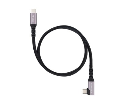 Nanocable Cable USB-C Macho Acodado 90&ordm; - Soporta hasta 100W - Longitud 1m - Velocidad de Transferencia hasta 10Gbps - Resolucion 4K - Algodon Trenzado - Color Negro