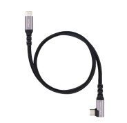 Nanocable Cable USB-C Macho Acodado 90º - Soporta hasta 100W - Longitud 2m - Velocidad de Transferencia hasta 10Gbps - Resolucion 4K - Algodon Trenzado - Color Negro