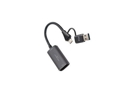 Nanocable Capturadora de Video - HDMI 4K Hembra - USB-C Macho - Adaptador USB-A - Multisistema - Color Gris Oscuro