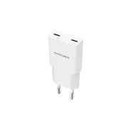Nanocable Cargador de Pared 2xUSB-C/PD 25W - Color Blanco