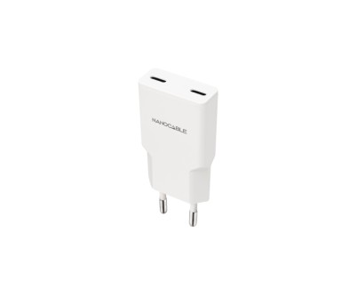 Nanocable Cargador de Pared 2xUSB-C/PD 30W - Color Blanco