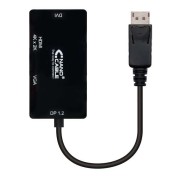 Nanocable Conversor Displayport a VGA / DVI / HDMI - 3 en 1 - DP 1.2/M-VGA/H-DVI/H-HDMI/H 4K - 15 cm - Color Negro