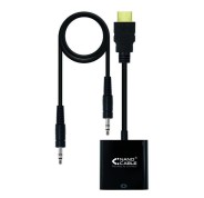 Nanocable Conversor HDMI a SVGA+audio - HDMI A/M-SVGA/H+Jack 3.5/H - 10cm+1.0m - Color Negro
