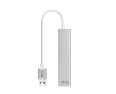 Nanocable Conversor USB 3.0 a Ethernet Gigabit + 3xUSB 3.0 - Aluminio - 15 cm - Color Plata