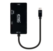 Nanocable Conversor USB-C a SVGA / DVI / HDMI - 3 en 1. USB-C/M-VGA/H-DVI/H-HDMI/H 4K - 10 cm - Color Negro