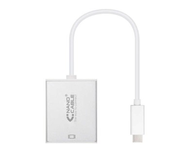 Nanocable Conversor USB-C a VGA. USB-C/M - VGA/H - Aluminio - 10 cm - Color Gris