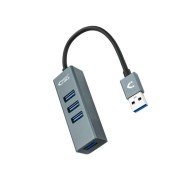 Nanocable Hub USB 3.0 4xUSB3.0. USB-A/M-USB 3.0/H - Aluminio - 10 cm - Color Gris