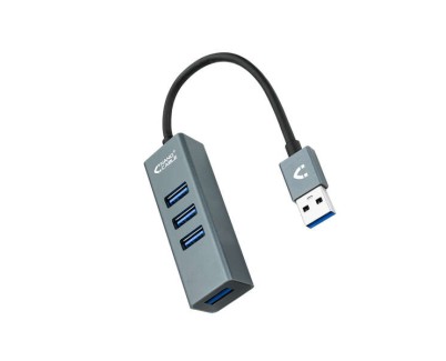 Nanocable Hub USB 3.0 4xUSB3.0. USB-A/M-USB 3.0/H - Aluminio - 10 cm - Color Gris