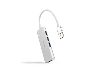 Nanocable Hub USB 3.0 4xUSB3.0. USB-A/M-USB 3.0/H - Aluminio - 18cm - Color Gris