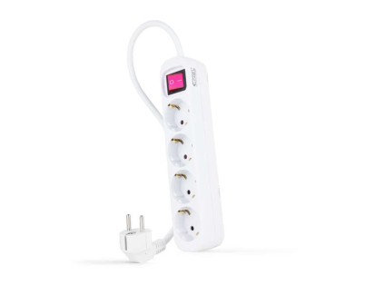 Nanocable Regleta de Proteccion con 4 Shuckos - Cable de 1.40m - Interruptor On/Off - Color Blanco