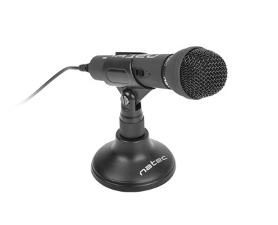 Natec Adder Microfono Omnidireccional de Sobremesa - Base tipo Tripode - Sensibilidad de -55dB - Color Negro