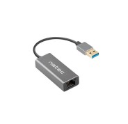 Natec Cricket Adaptador de Red Ethernet USB 3.0 a RJ45 1GB - Transferencia de Datos Rapida y Fiable - Color Gris