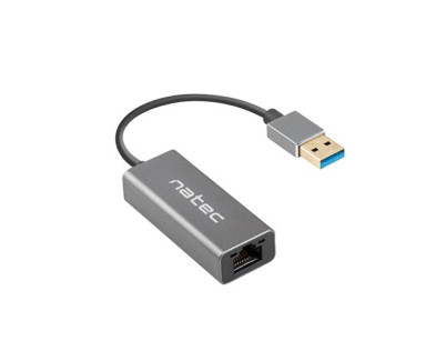 Natec Cricket Adaptador de Red Ethernet USB 3.0 a RJ45 1GB - Transferencia de Datos Rapida y Fiable - Color Gris