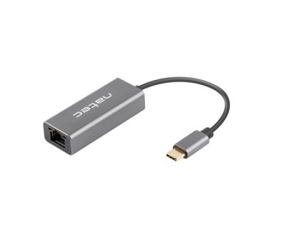 Natec Cricket Adaptador de Red Ethernet USB-C 3.1 a RJ45 1GB - Transferencia de Datos Rapida y Fiable - Color Gris