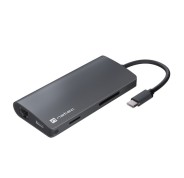Natec Fowler 2 Adaptador Multipuerto 8en1 - USB-C a USB 3.0, HDMI 4K, RJ45, SD, MICRO-SD - Color Gris