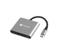 Natec Fowler Mini Adaptador Multipuerto 3en1 - USB-C a USB 3.0, HDMI 4K - USB-C Power Delivery - Color Gris
