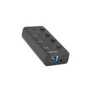 Natec Mantis 2 Hub USB - 4 Puertos USB 3.0 - On/Off Individual - Color Negro