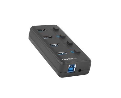 Natec Mantis 2 Hub USB - 4 Puertos USB 3.0 - On/Off Individual - Color Negro
