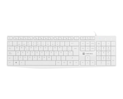 Natec Nautilus Teclado  Multimedia USB - 106 Teclas Membrana - Resistente a Salpicaduras - Color Blanco