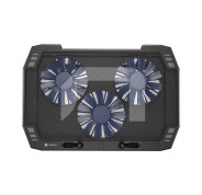 Natec Oriole Base Refrigeradora para Portatil de 17.3\" - 3 Ventiladores de 120 mm - Control de Velocidad - Iluminacion Led - Hub de 2 Puertos USB-A - Color Negro