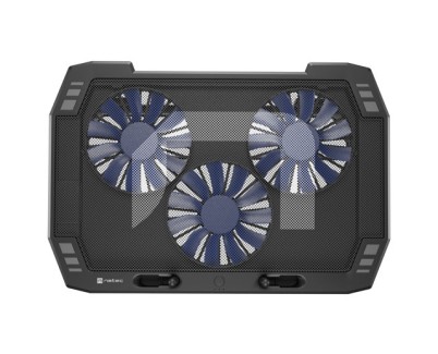 Natec Oriole Base Refrigeradora para Portatil de 17.3\" - 3 Ventiladores de 120 mm - Control de Velocidad - Iluminacion Led - Hub de 2 Puertos USB-A - Color Negro