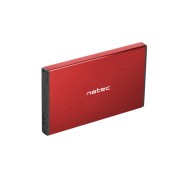 Natec Rhino GO Caja Externa para Discos HDD/SSD SATA 2.5\" - USB 3.0 - Compatible con Discos de Hasta 4TB - Plug and Play - Color Rojo