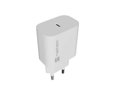 Natec Ribera Cargador de Pared 20W - 1xUSB-C - Carga Rapida - Color Blanco
