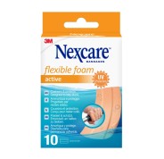 Nexcare Active Flexible Foam Pack de 10 Apositos para Heridas - 6x10cm - Transpirable - Resistente al Agua - Color Piel