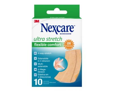Nexcare Flexible Comfort Finger Pack de 10 Apositos para Heridas - 6x10cm - Elastico - Resistente al Agua - Color Piel