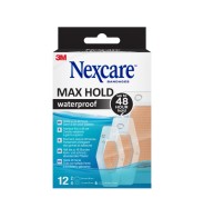 Nexcare Max Hold Waterproof Pack de 12 Apositos Surtidos - Impermeable - Fijacion 48H - Transpirable - Color Transparente
