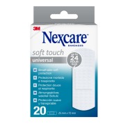 Nexcare Universal Soft Touch Pack de 20 Apositos para Heridas - 25x72mm - Transpirable - Tacto Agradable - Color Blanco