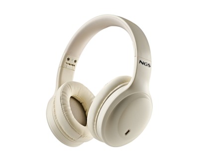 NGS Artica Galcier Auriculares Bluetooth - Bateria Extraible - Autonomia hasta 75h - Color Beige