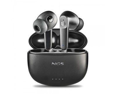 NGS Artica Hush Auriculares Bluetooth 5.3 TWS ANC - Conexion Automatica - Asistente de Voz - Autonomia hasta 4h - Base de Carga - Color Negro