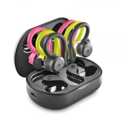 NGS Artica Jogger Auriculares Deportivos Bluetooth 5.3 TWS - Incluye 3 Sujeciones de Silicona de Diferentes Colores - Manos Libres - Autonomia hasta 10h - Base de Carga - Resistencia IPX7